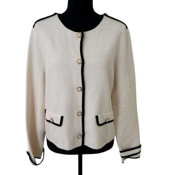 GOELIA Women's Off-White Button Front Cardigan - Size 10 NWT - Picture 2 of 8